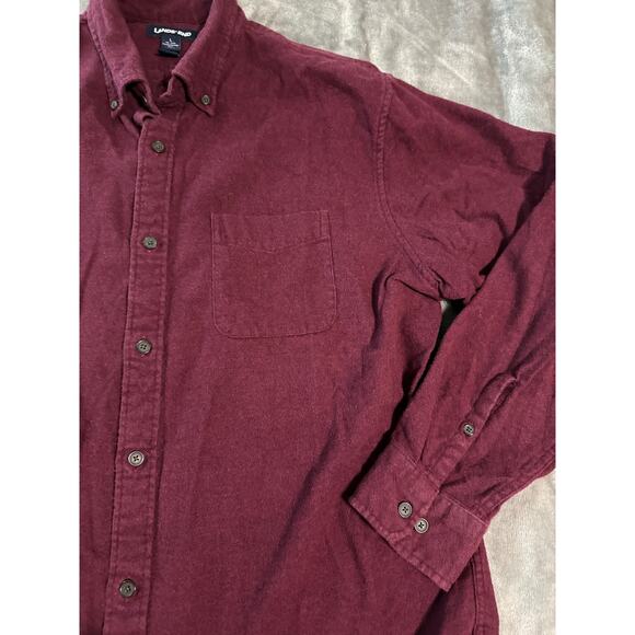 Lands'‎ End Men Size Large 16-16 1/2 Flannel Button Shirt Burgundy Long Sleeve - Picture 5 of 7